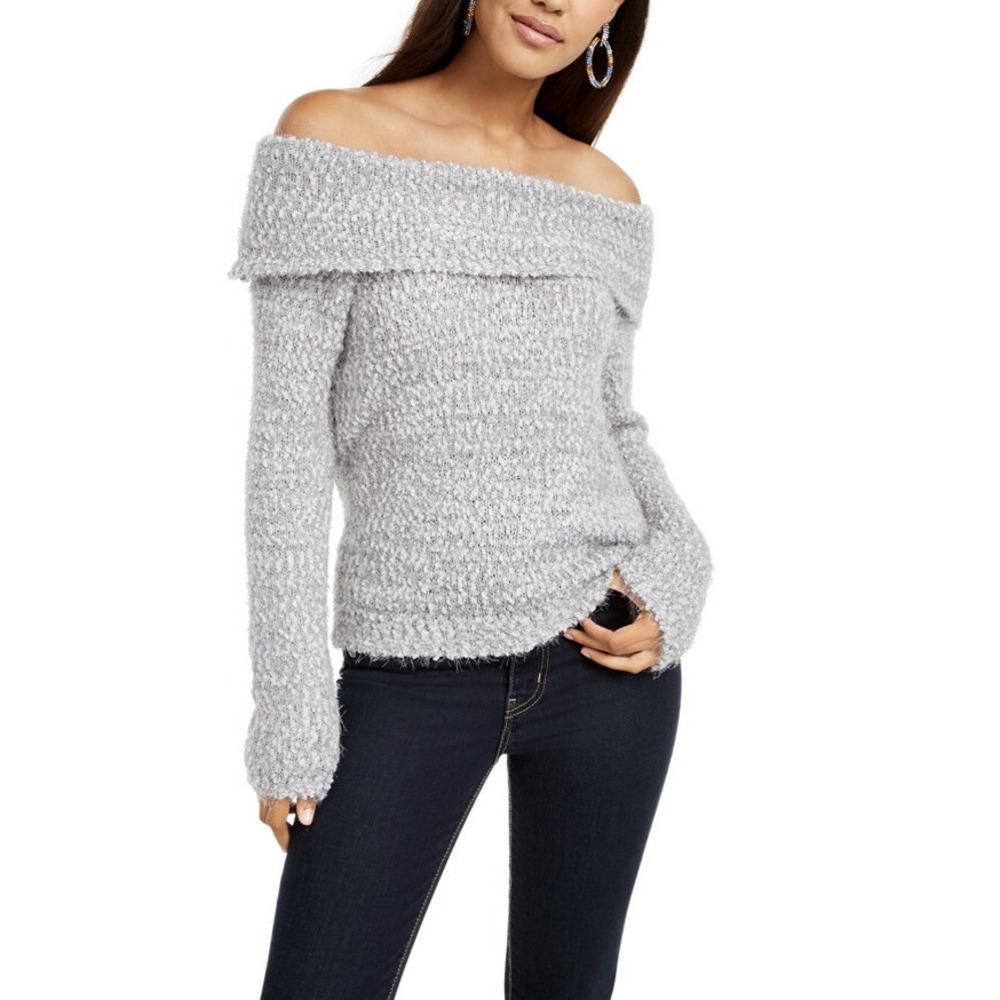 Freshman Juniors Off The Shoulder Fuzzy Sweater Size Large A004624